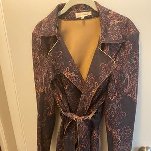 Solitaire Faux Suade Trench Fall Paisley